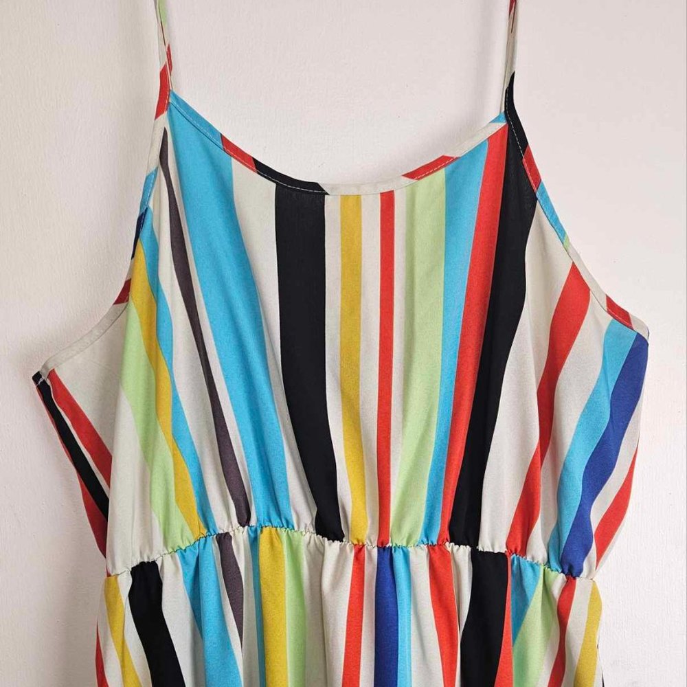 Shein Curve Spaghetti Strap Multi color Stripped long dress, 2XL
